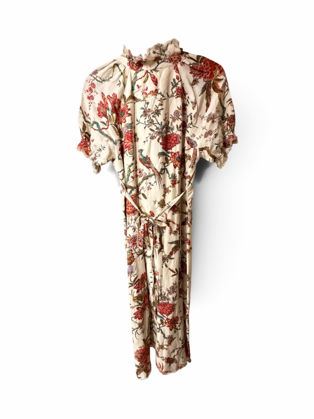 Pilcro Cream Jumpsuit with Red Floral Print
